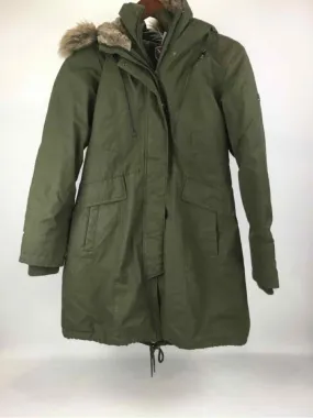 1 Madison Size M Olive Quilted Zip Front Hooded Coat