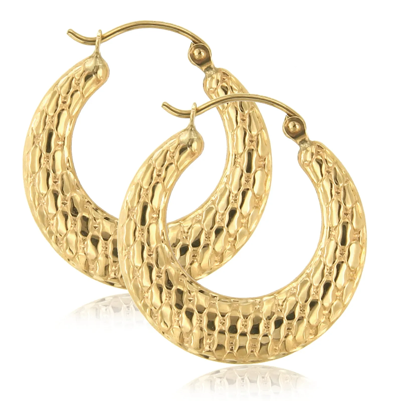 9ct Yellow Gold Silver Filled 20mm Creole Hoop Earrings