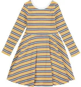 Abbey Gold Mult-Stripe Jersey Dress - Select Size