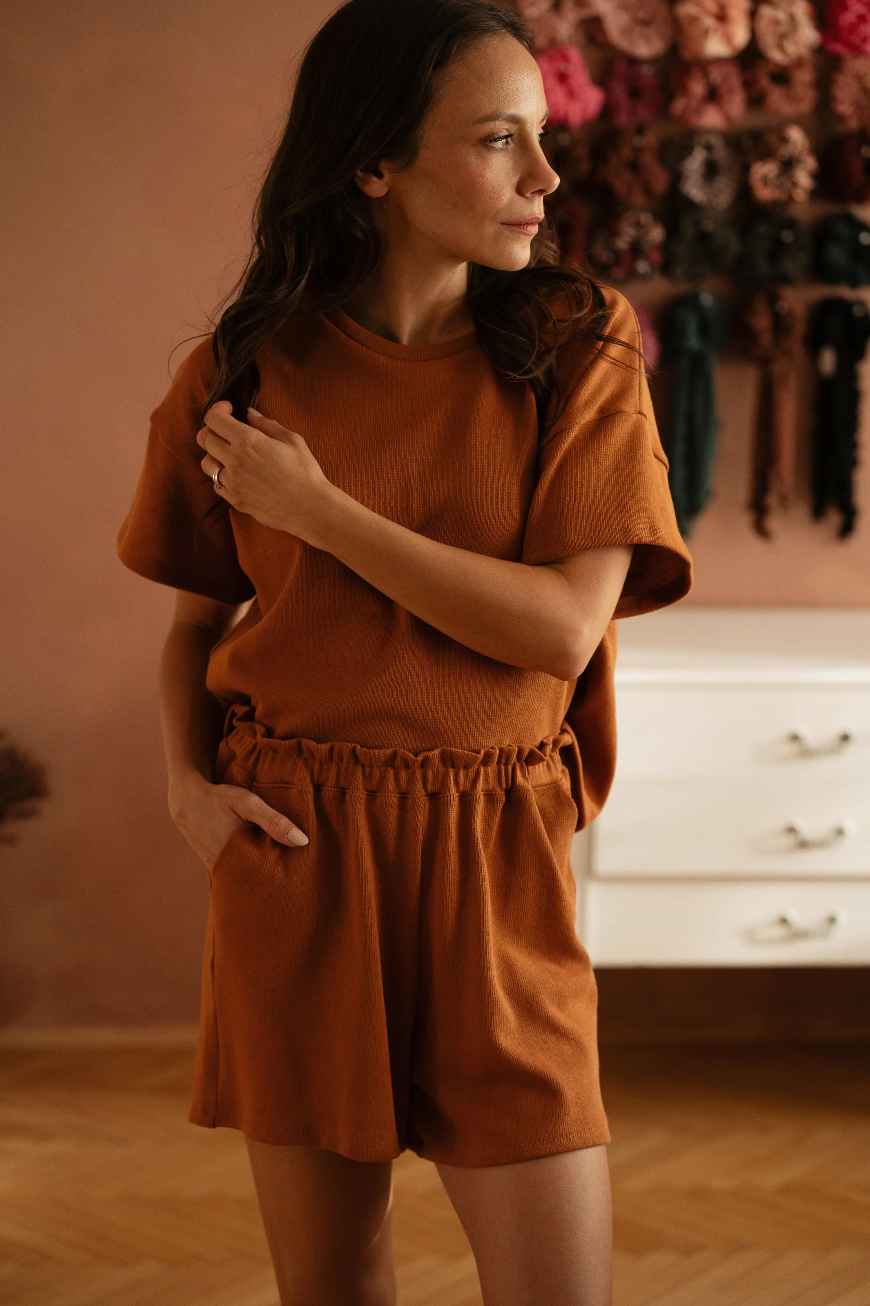 Amelie top / cotton knit - burnt orange