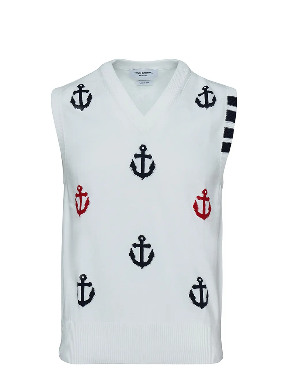 Anchor Half Drop Intarsia V Neck Vest