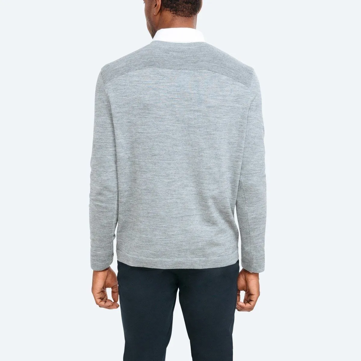 Atlas V-Neck Sweater - Grey Heather