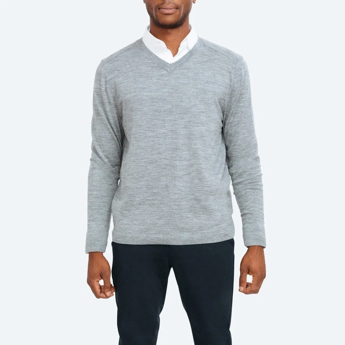 Atlas V-Neck Sweater - Grey Heather