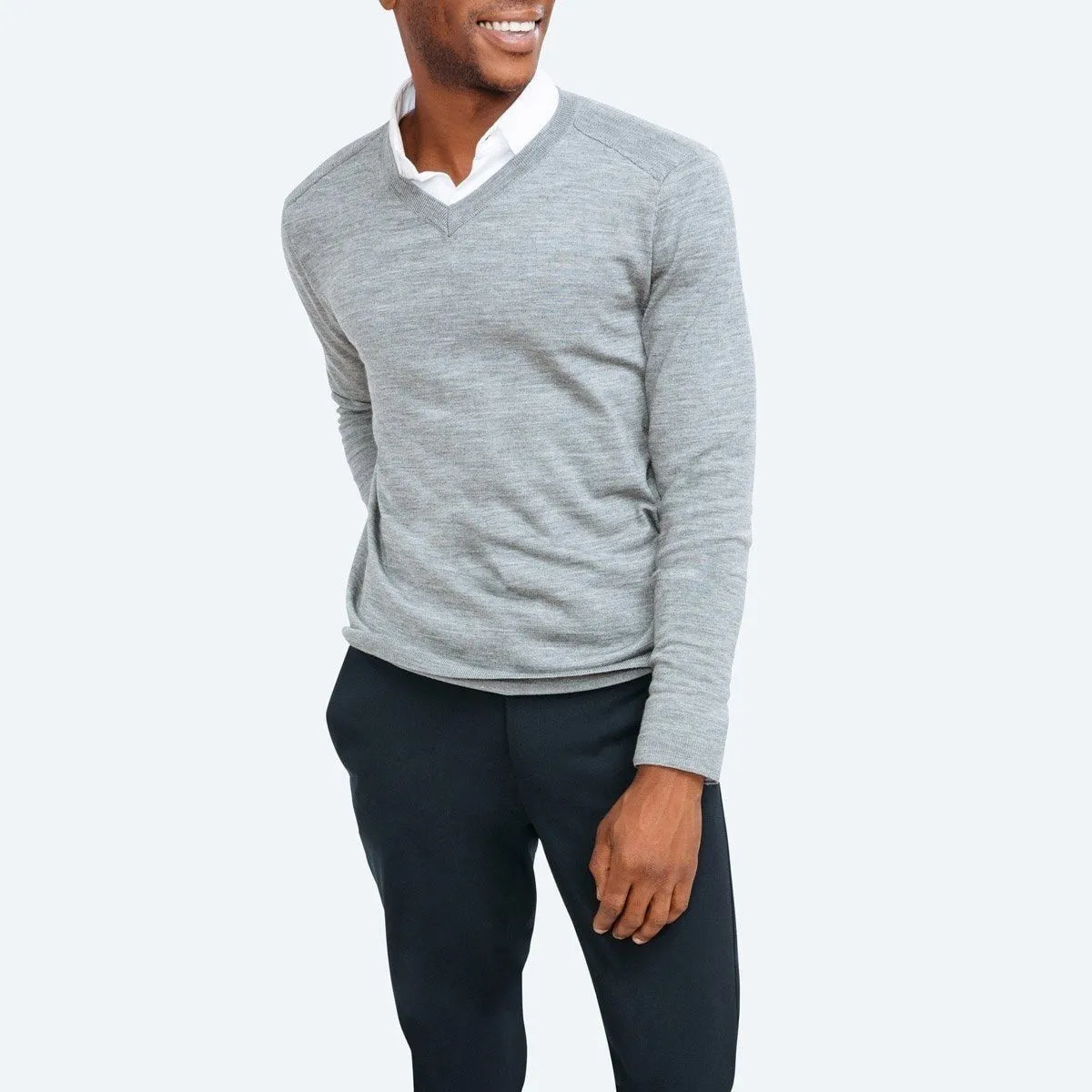 Atlas V-Neck Sweater - Grey Heather