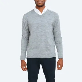 Atlas V-Neck Sweater - Grey Heather