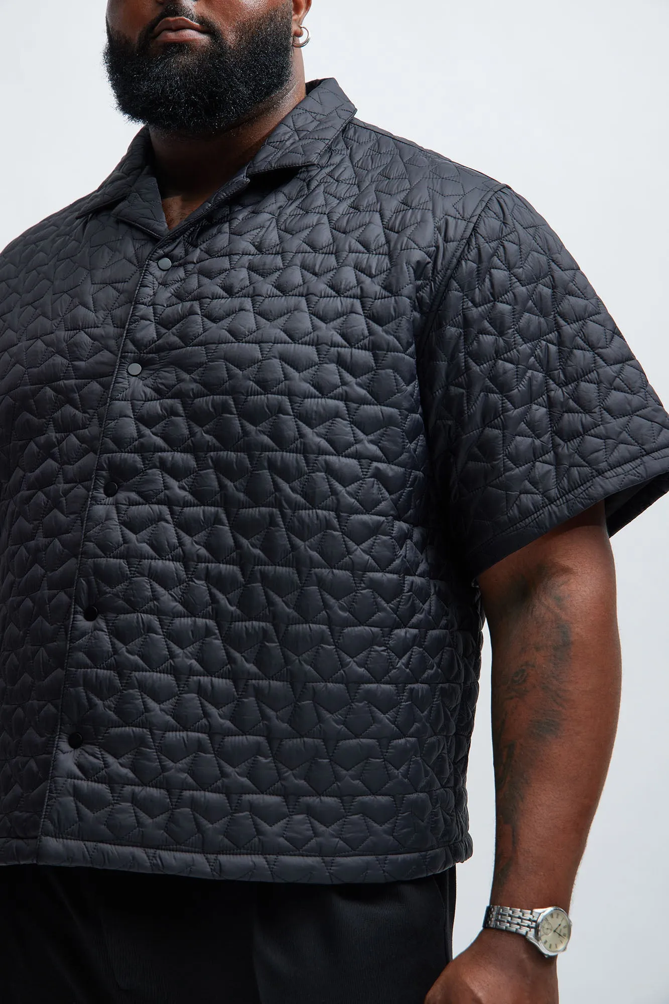 Attucks Quilted Nylon Shirt - Black