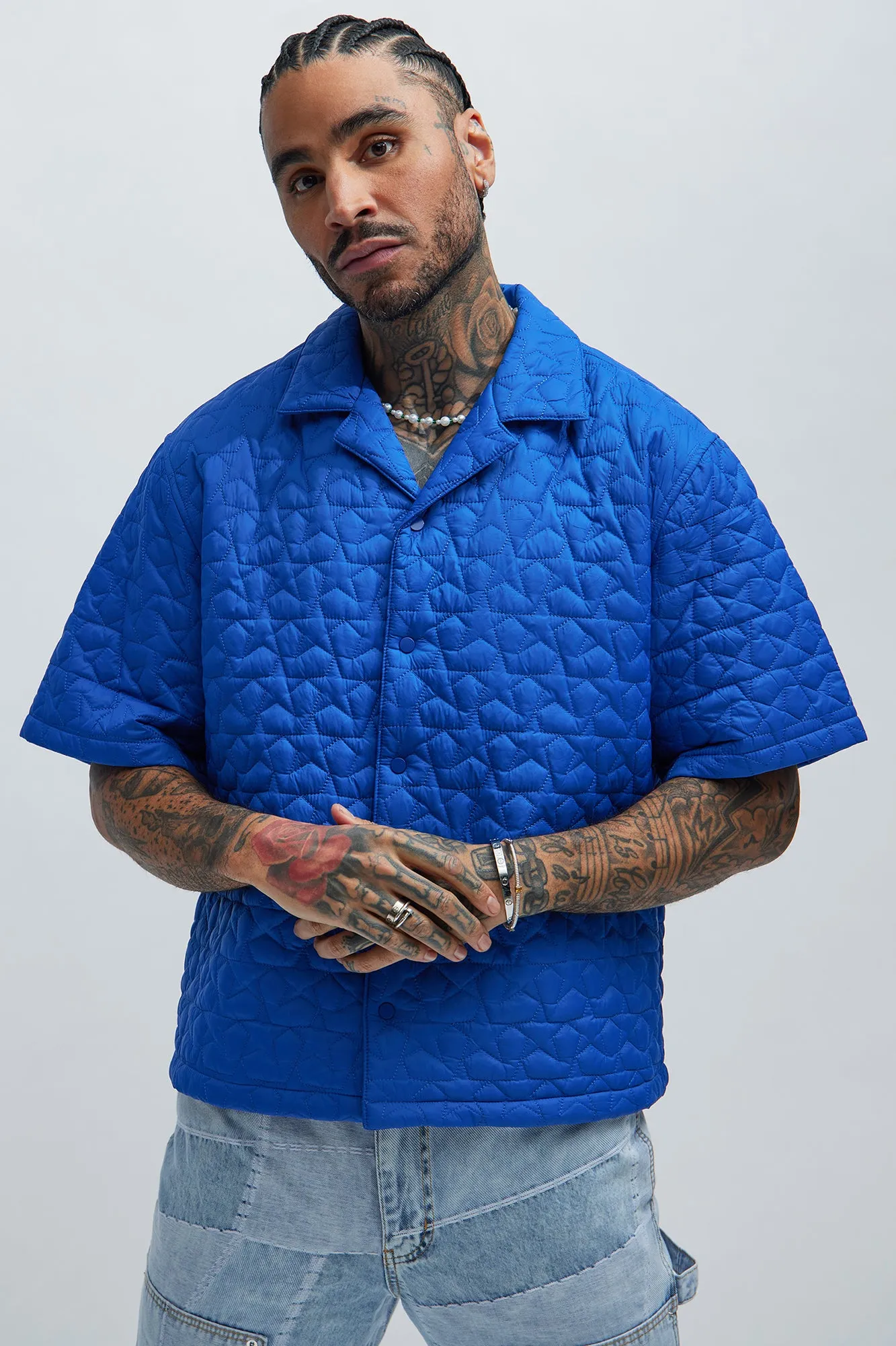 Attucks Quilted Nylon Shirt - Blue