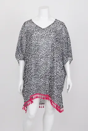 Autograph Black And White Patterned Sheer Kimono Dress L