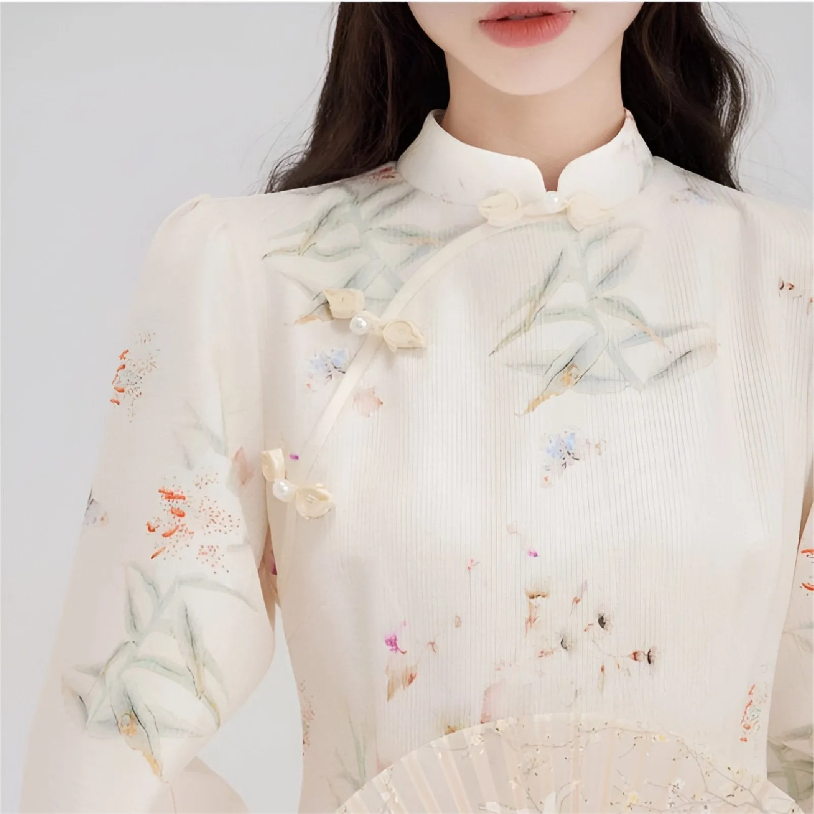 Autumn-Winter Floral Pattern Chinese Qipao