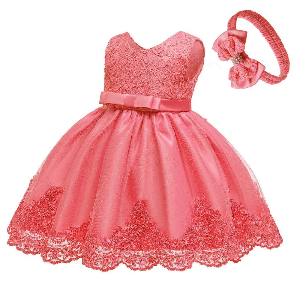 Baby Princess Dress One Year Old Celebration Dress Bow Lace Dress Baby Dresses