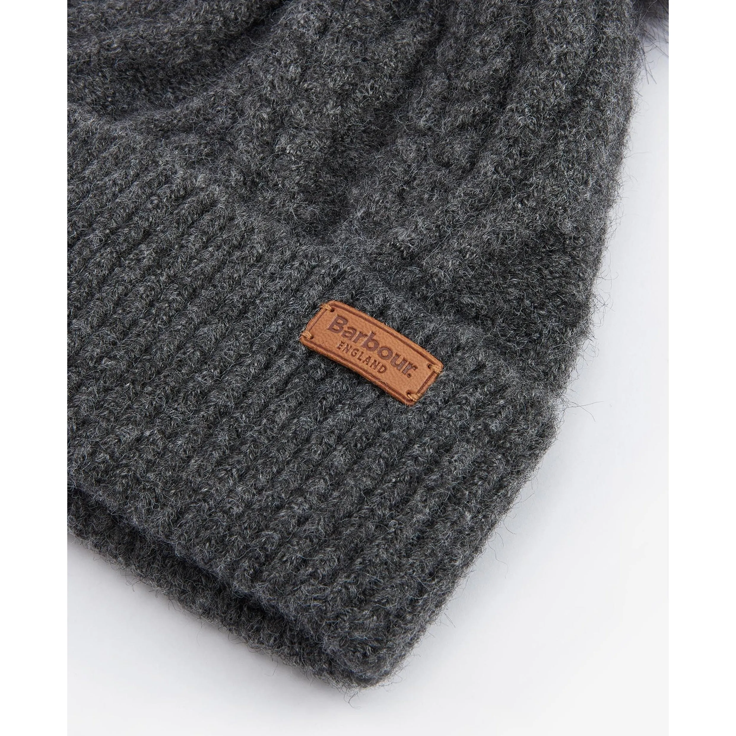 Barbour Elsdon Cable-Knit Beanie Hat in Grey LHA0555GY11