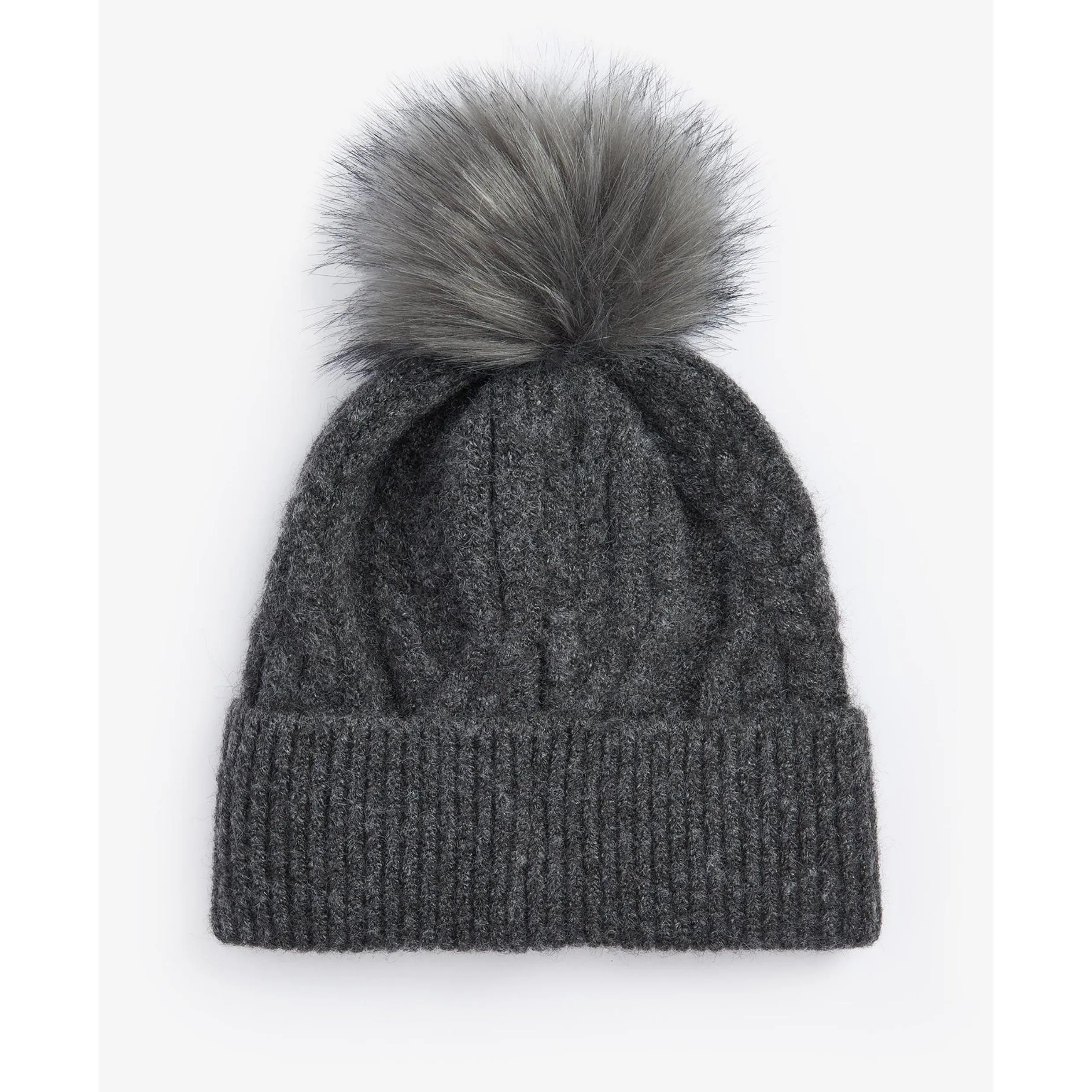 Barbour Elsdon Cable-Knit Beanie Hat in Grey LHA0555GY11