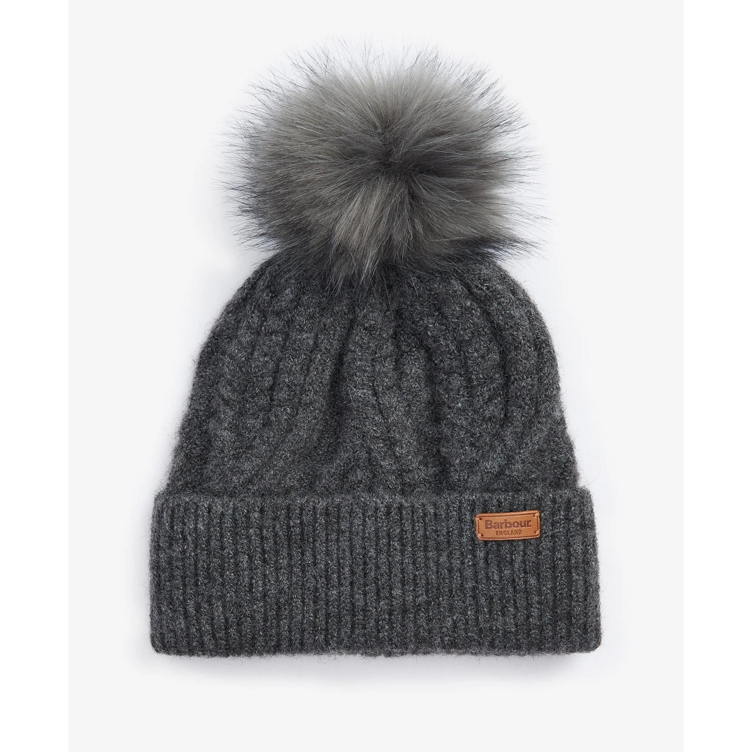 Barbour Elsdon Cable-Knit Beanie Hat in Grey LHA0555GY11