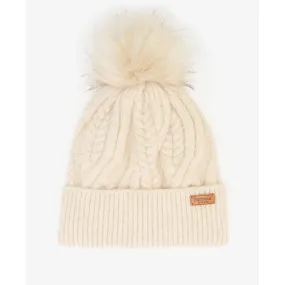 Barbour Elsdon Cable-Knit Beanie in Eggshell LHA0555CR11