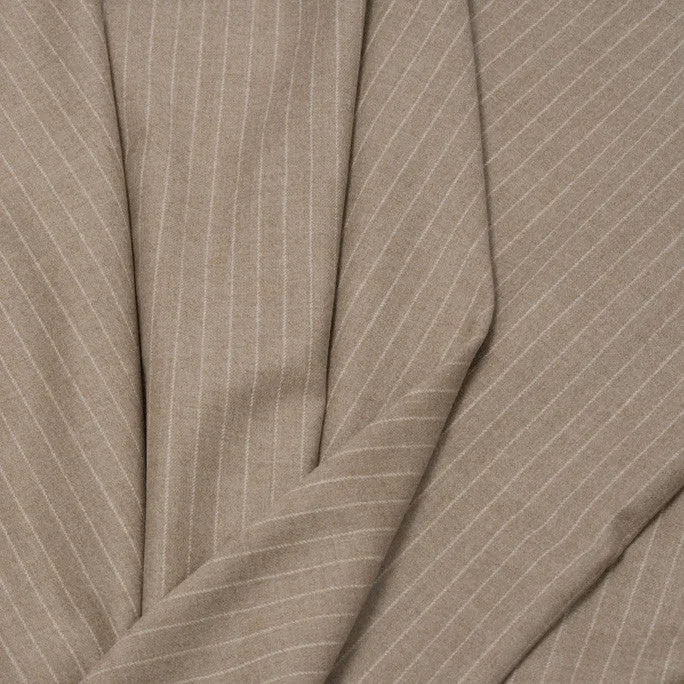 Beige Chalk Stripe Suiting Fabric 646