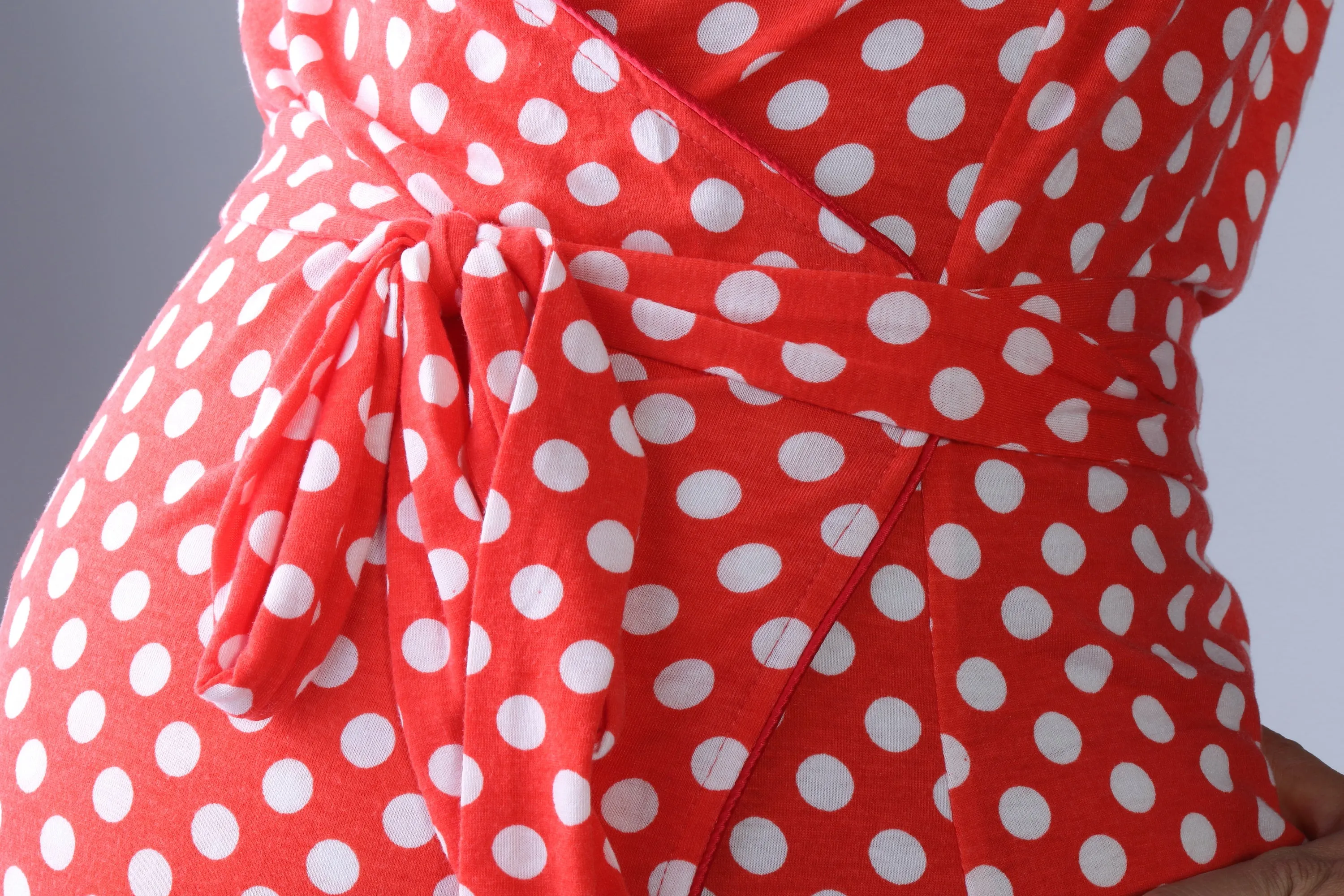 BIANCA Polka dot Long Wrapped Dress (Red/ White)