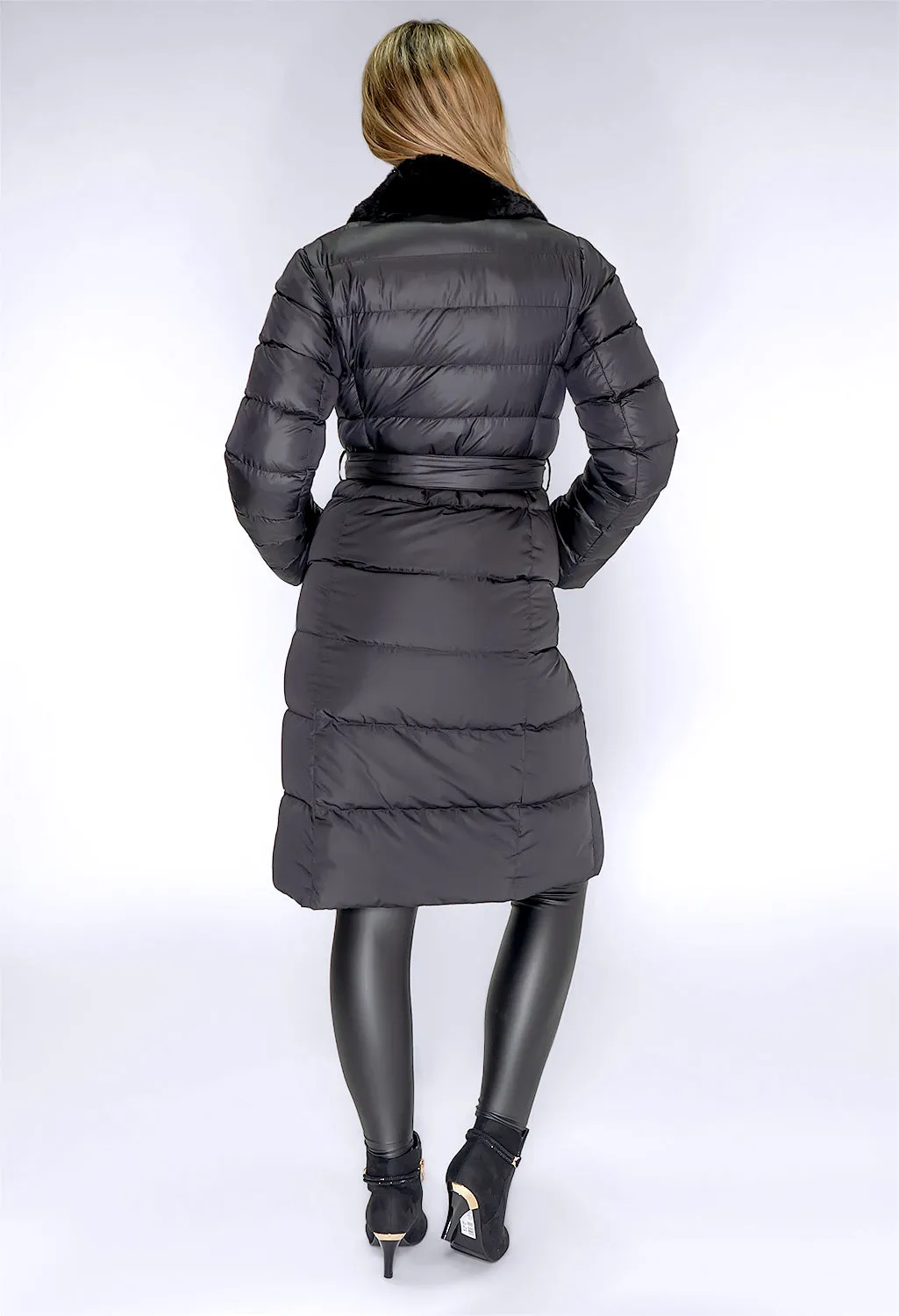 Black Quilted Long Coat