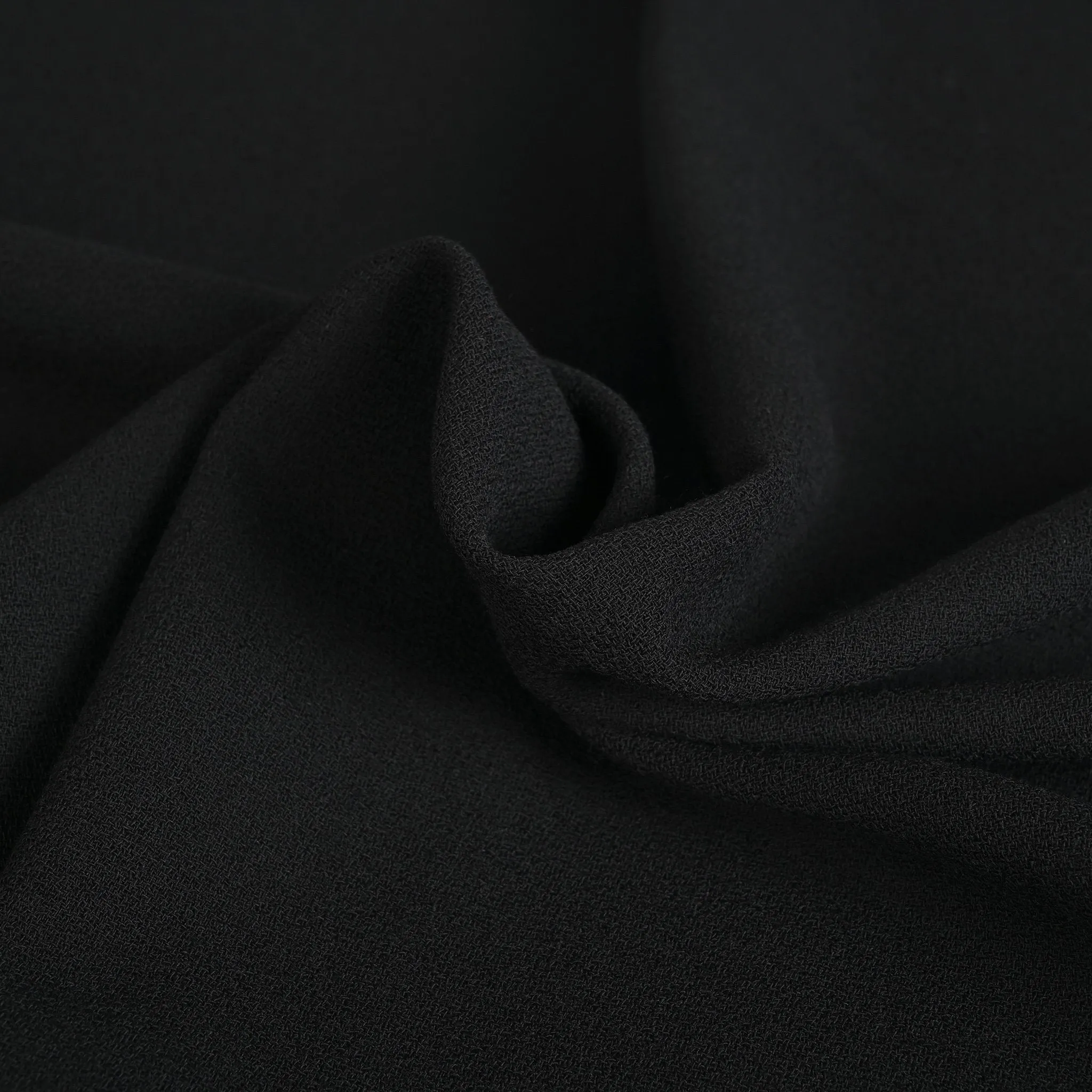 Black Wool Crepe Fabric 96262