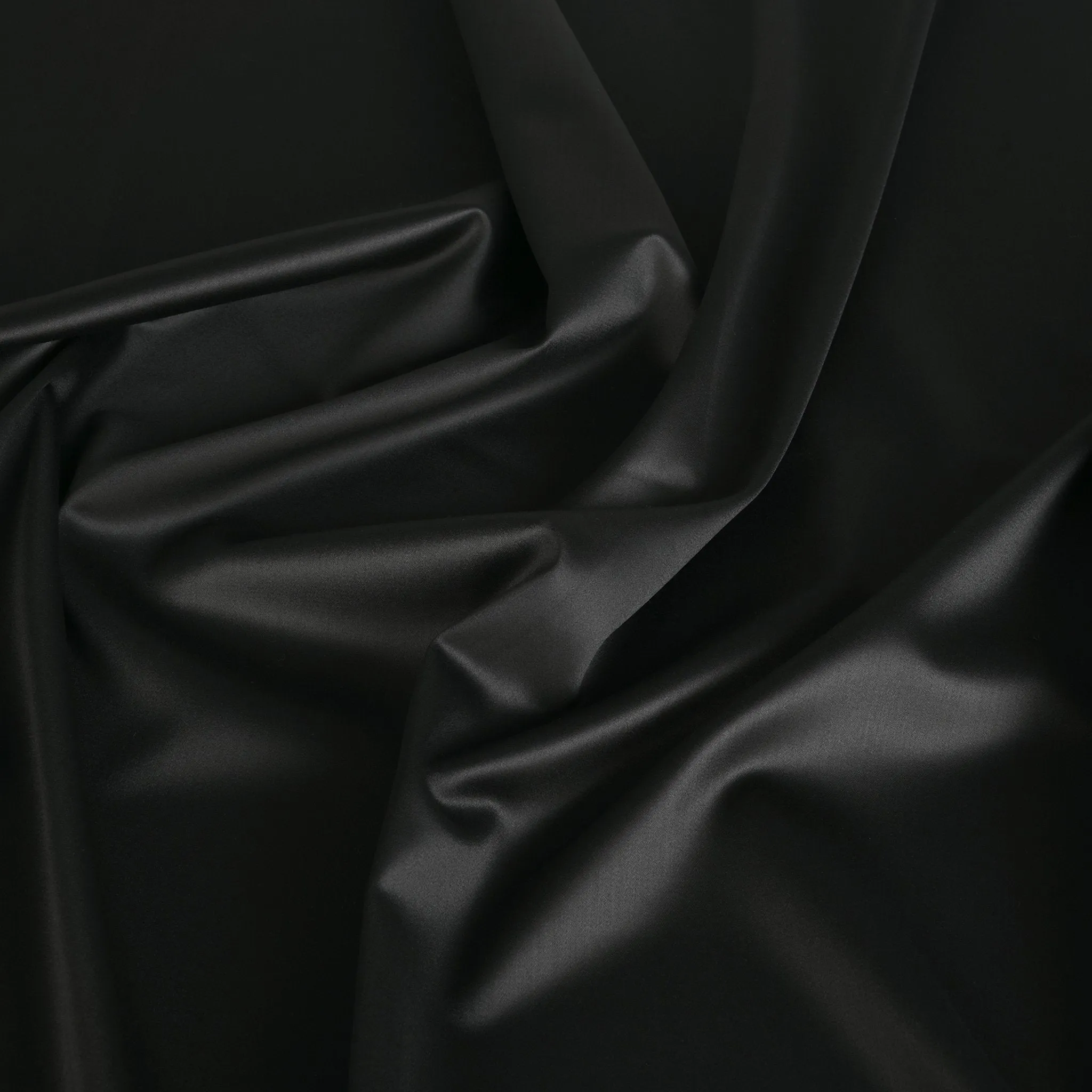 Black Wool Satin Fabric 4664