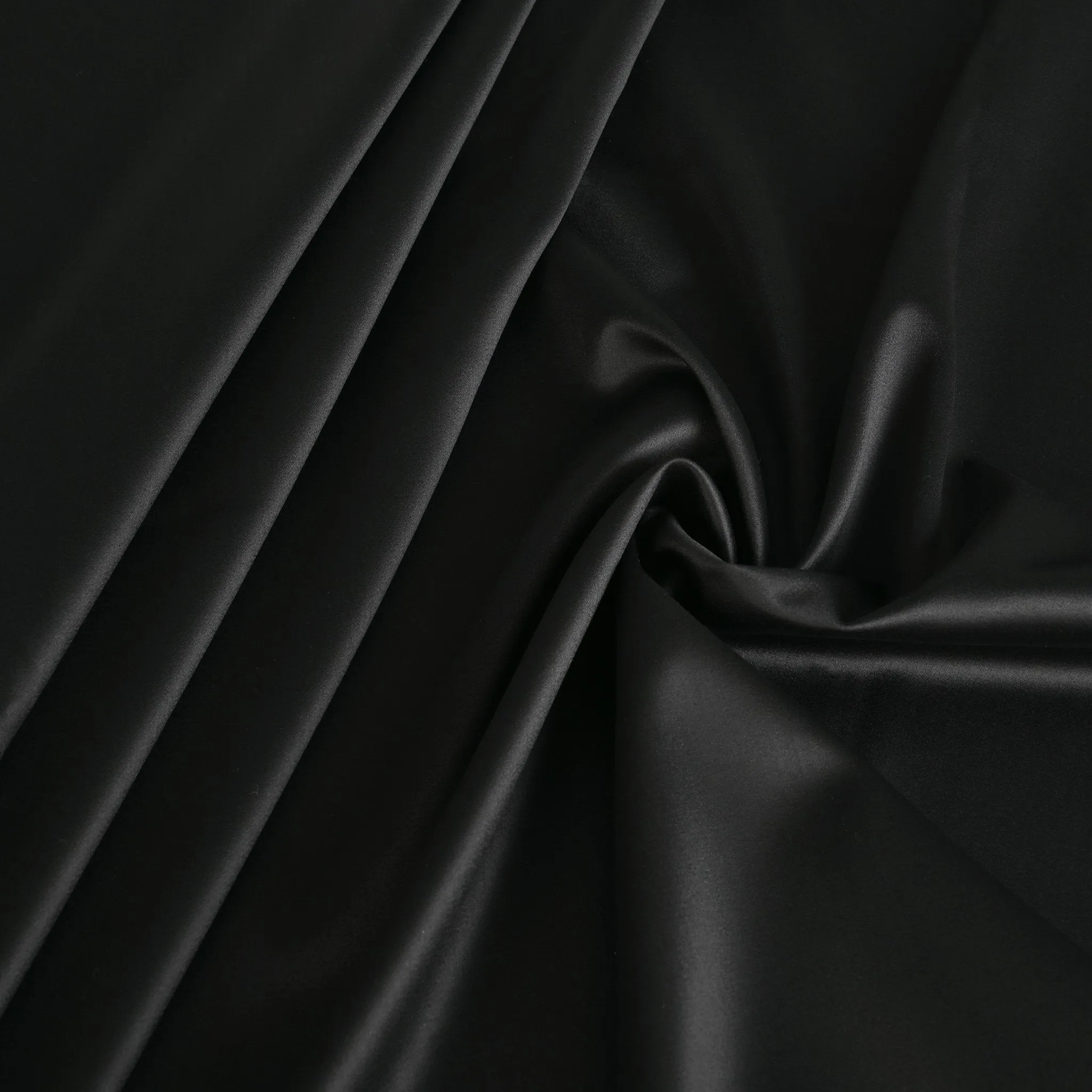 Black Wool Satin Fabric 4664