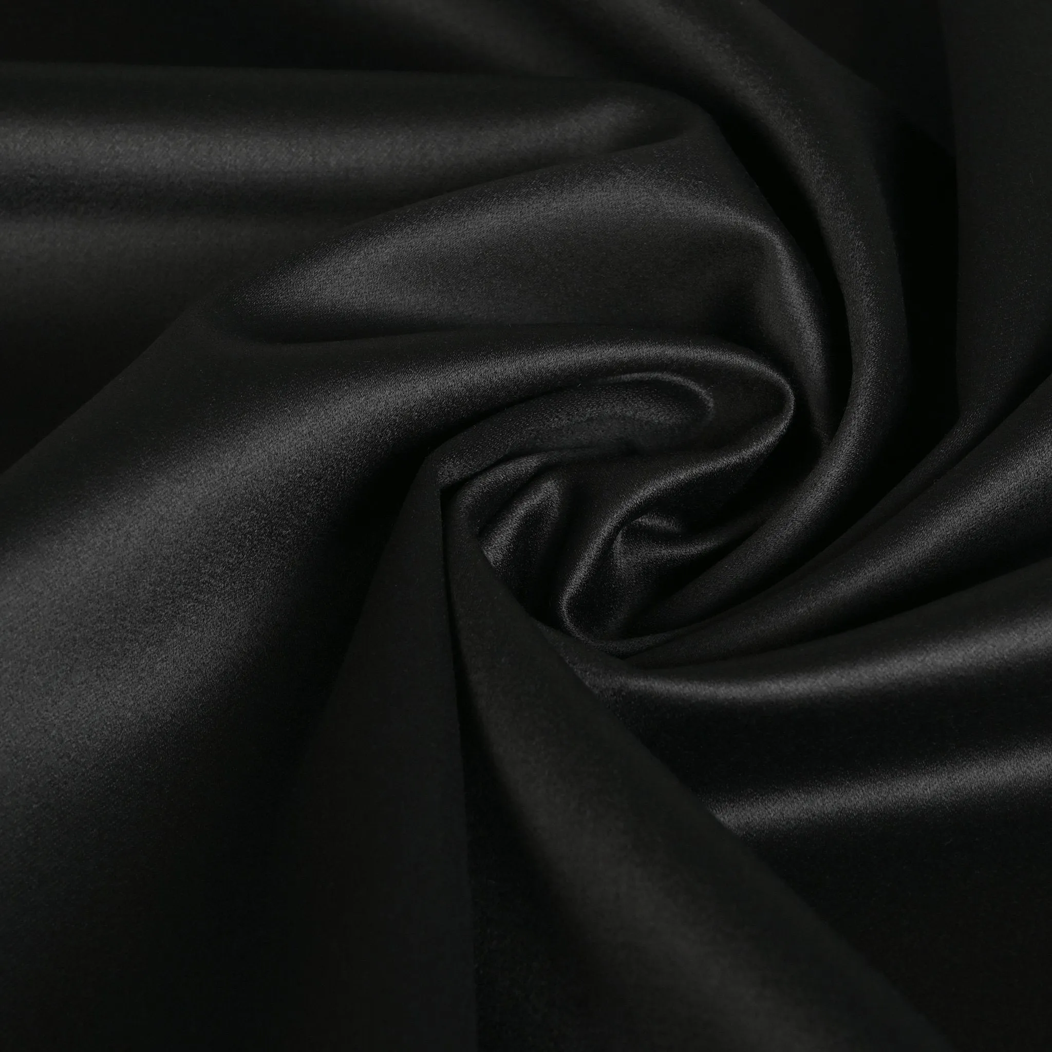 Black Wool Satin Fabric 4664