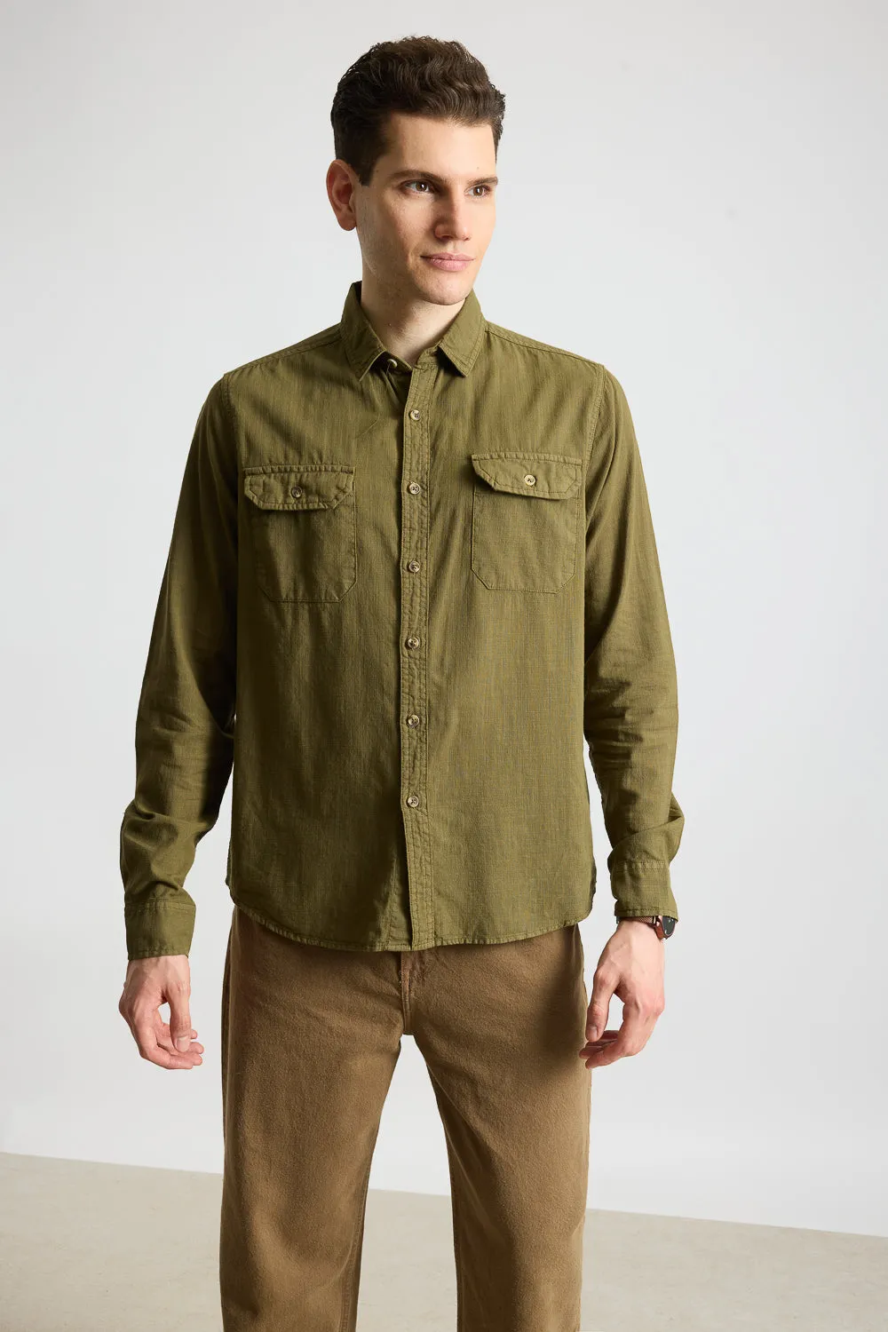 Blaze Military Olive Solid Men's Shirt