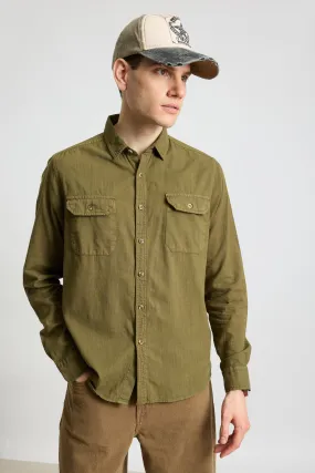 Blaze Military Olive Solid Men's Shirt