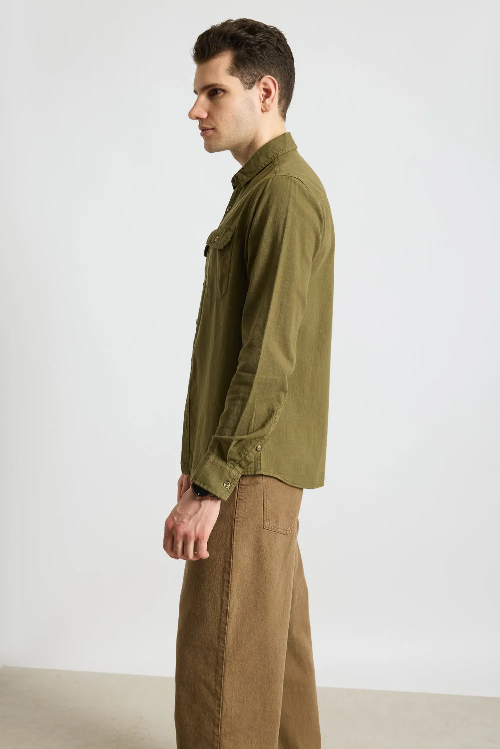 Blaze Military Olive Solid Men's Shirt