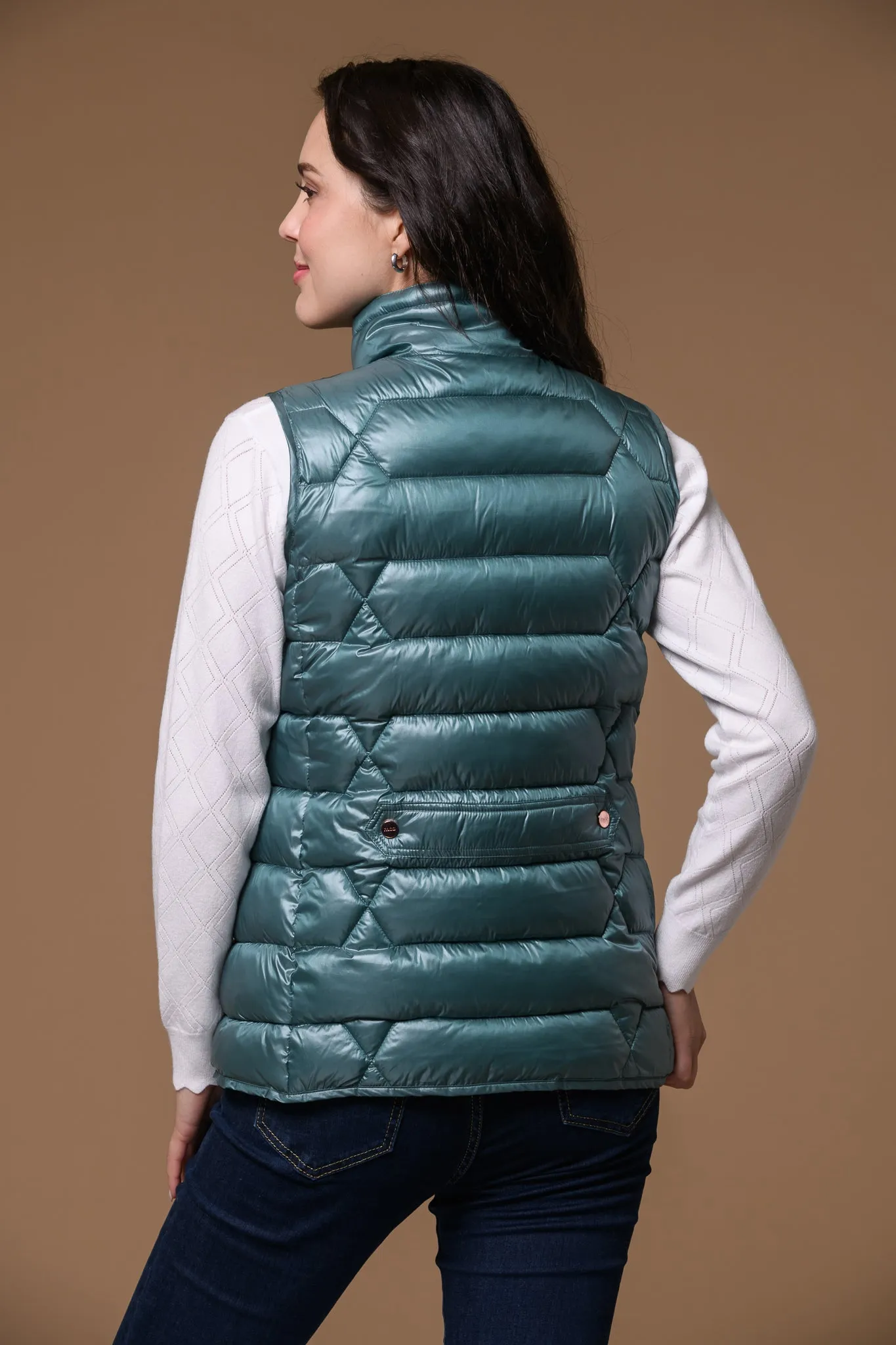 Block Quilt Gilet-Green