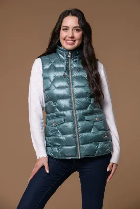 Block Quilt Gilet-Green