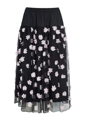 Blossom Mesh Skirt with pink flowers