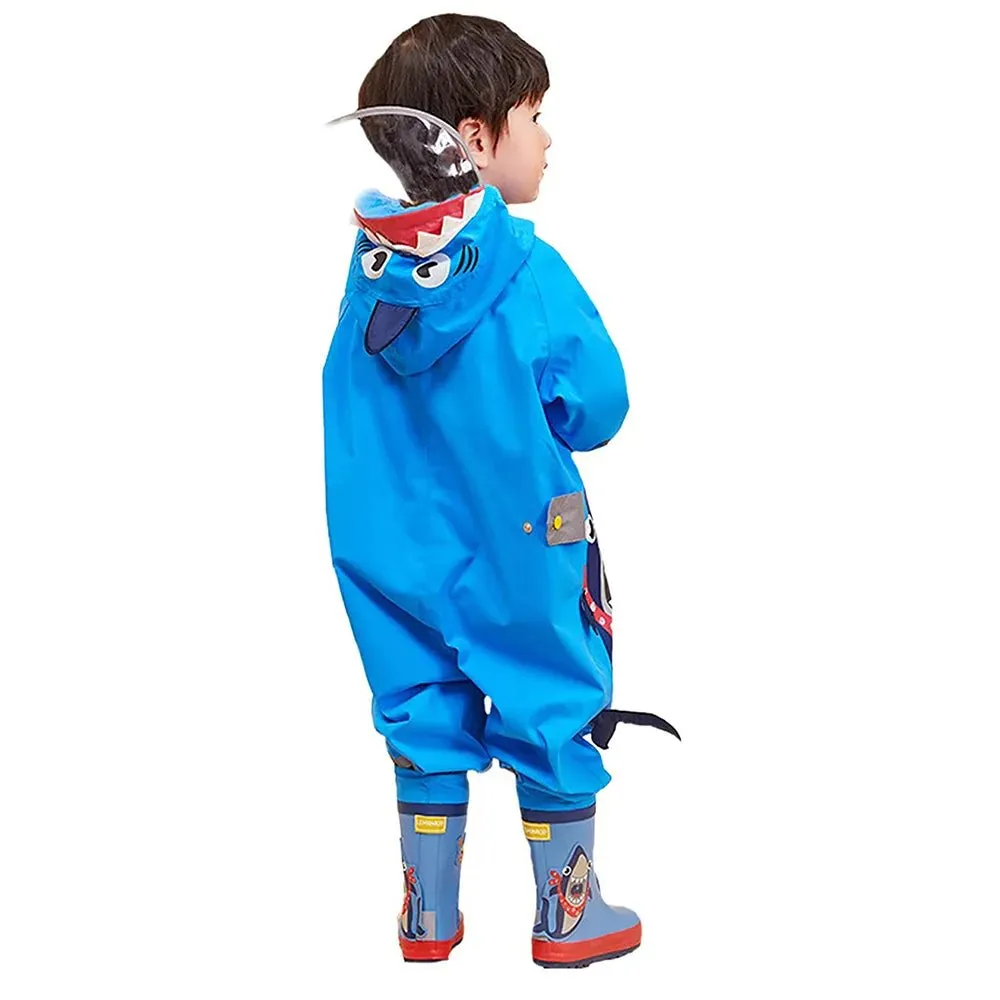 Blue Shark Theme All Over Jumpsuit / Playsuit Raincoat for Kids