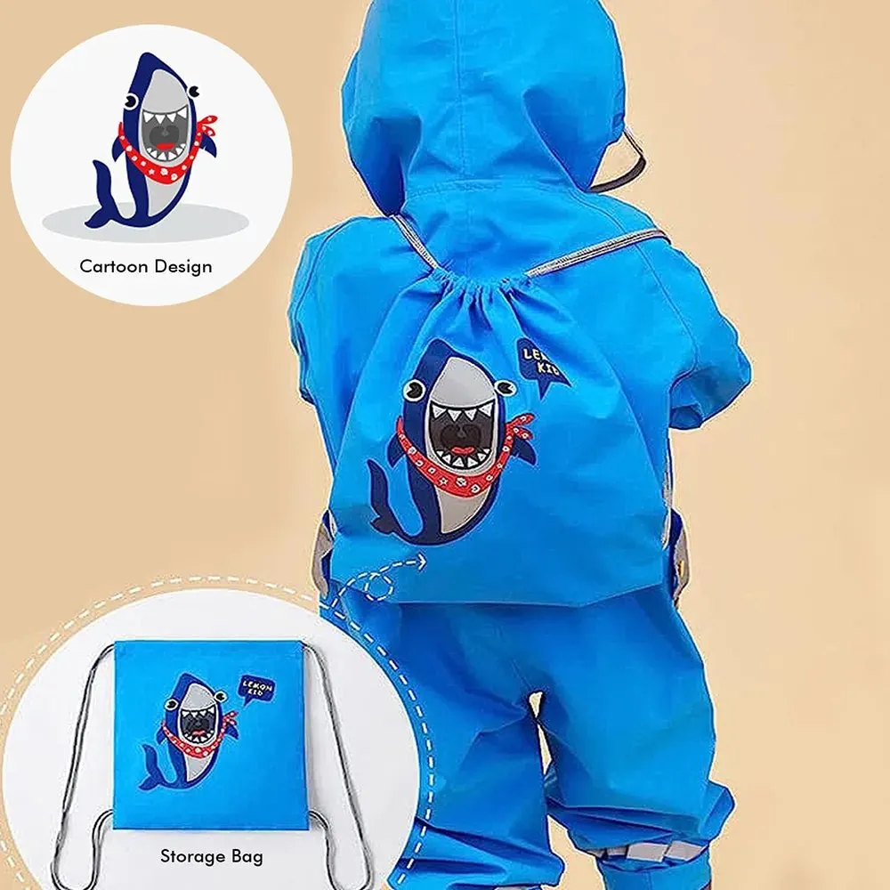 Blue Shark Theme All Over Jumpsuit / Playsuit Raincoat for Kids