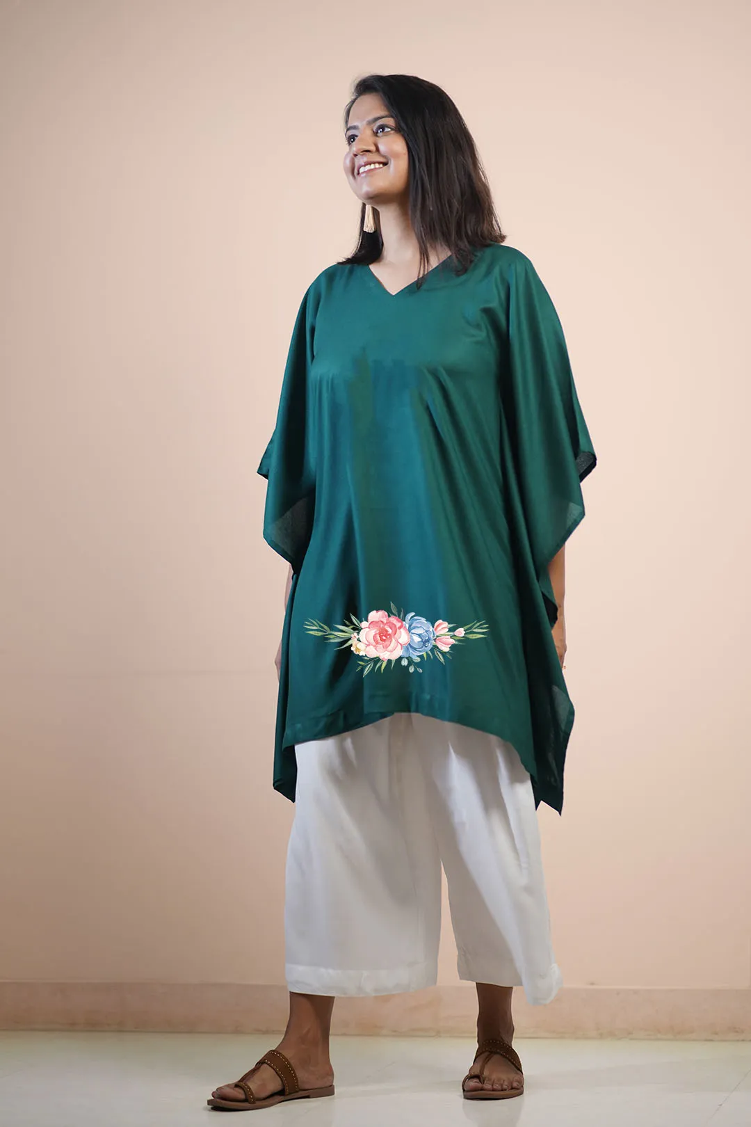 BottleGreen Rayon KaftanKurta - Juniper