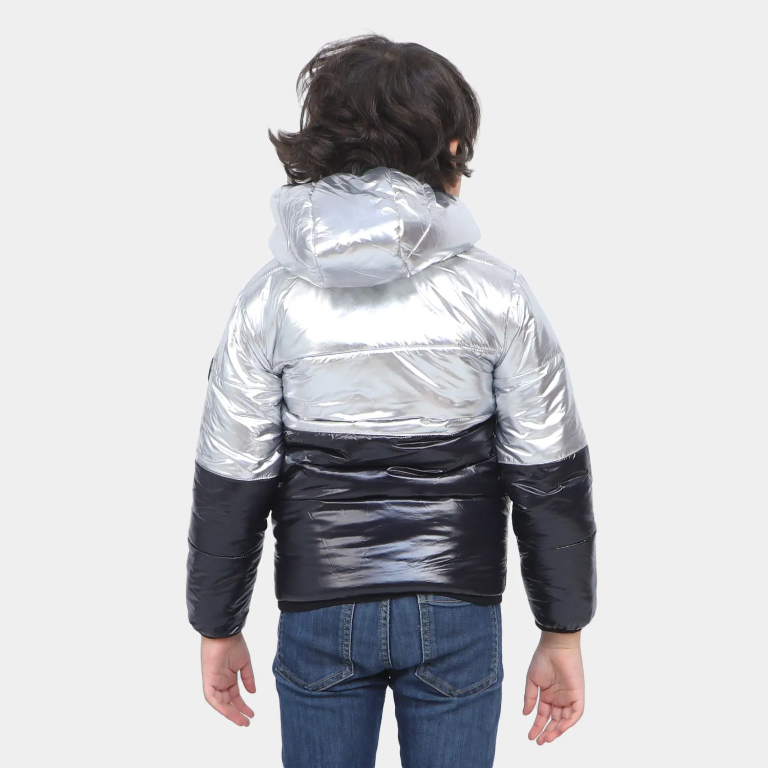 Boys Hooded Jacket Core - Silver/Black