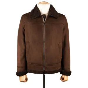 Brown Suede Shearling-lined Bomber Jacket