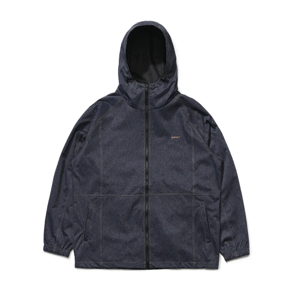 BRT LOGO STITCH HOODED JACKET DENIM BLUE