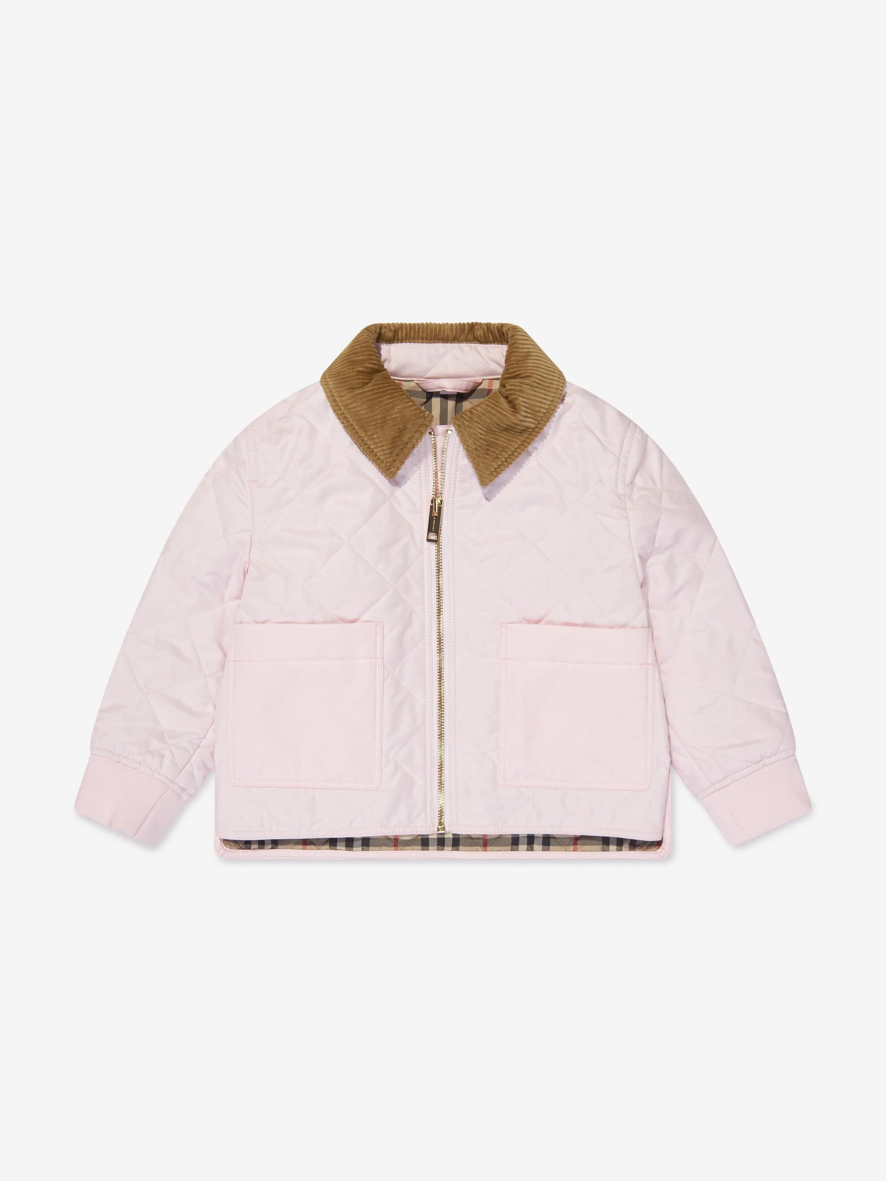 Burberry Girls Otis Quilted Coat in Pink