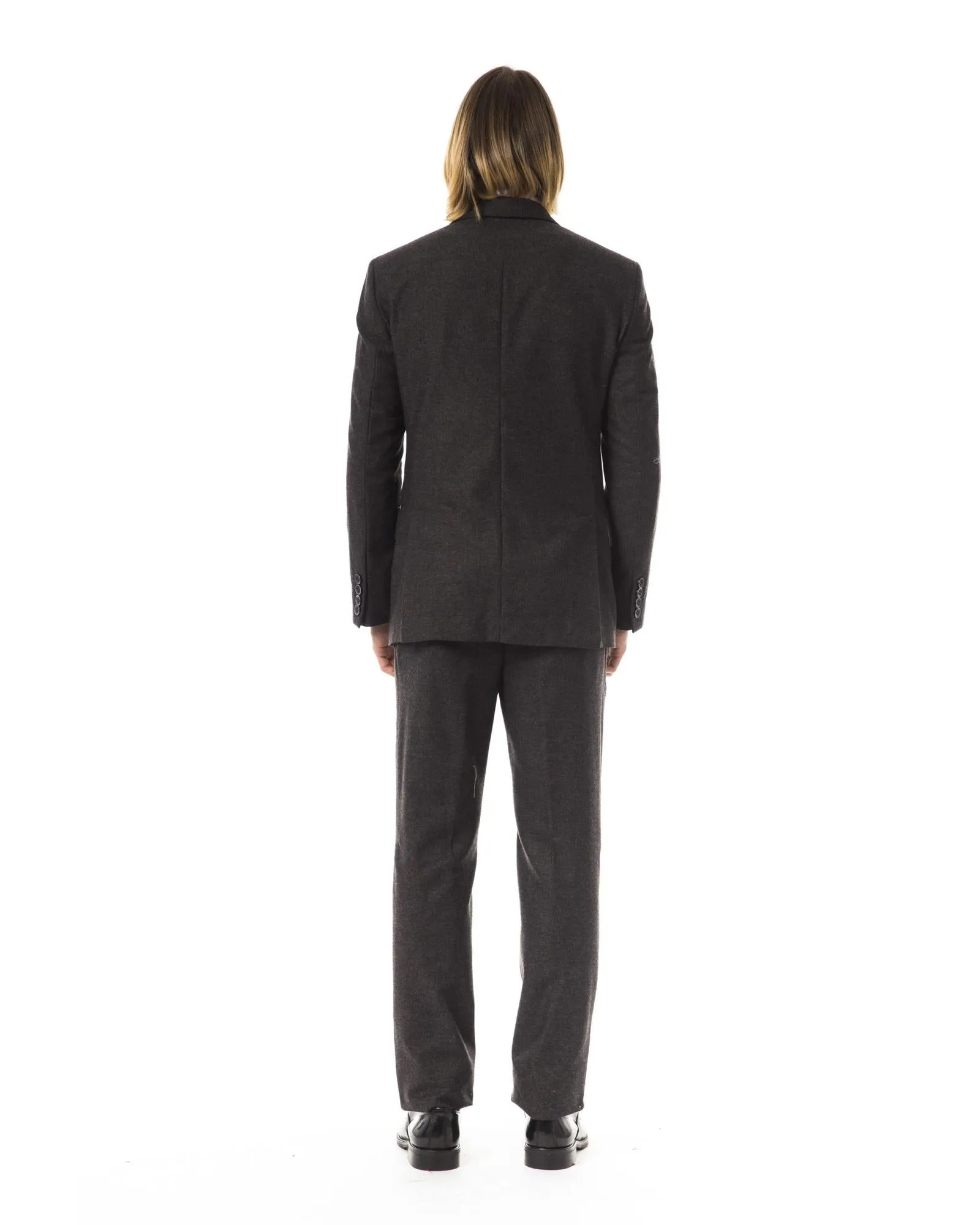 BYBLOS Mens Brown Wool Two-Button Suit