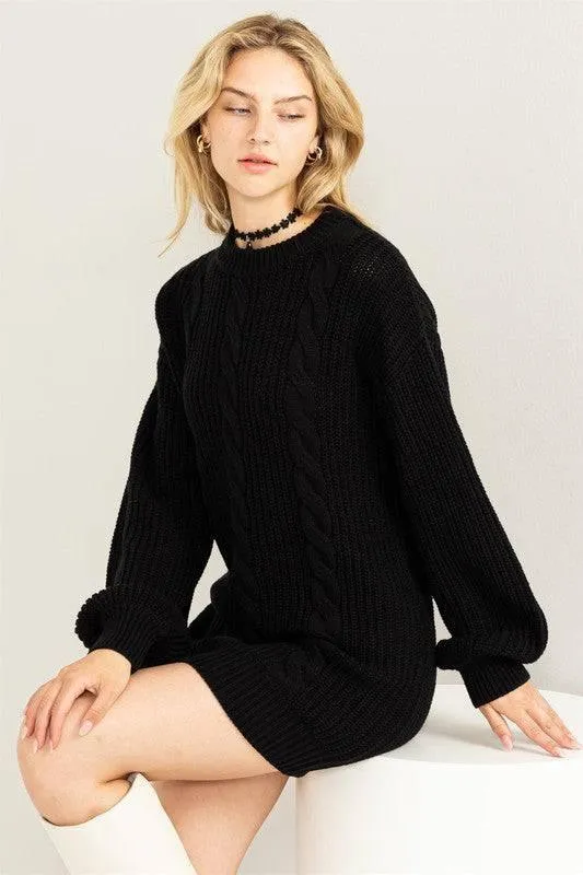 Cable Knit Mini Sweater Dress