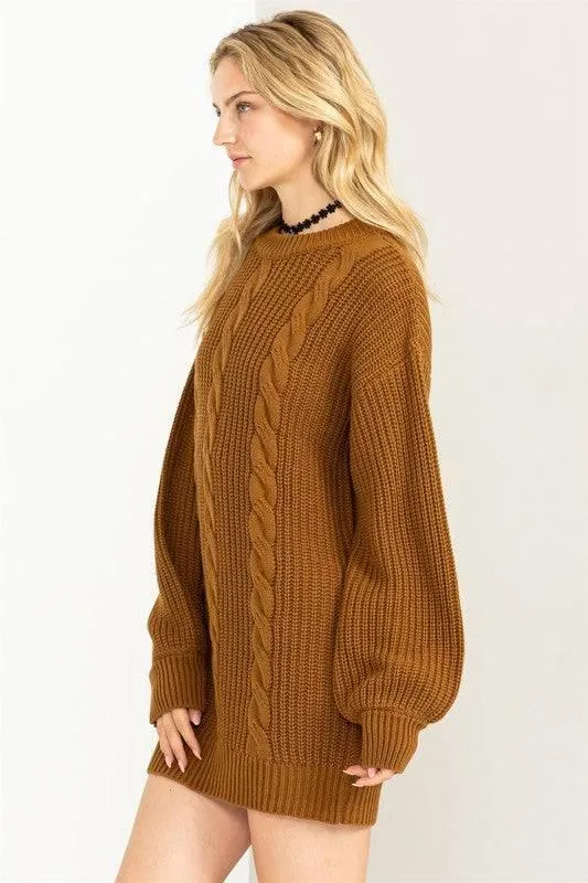 Cable Knit Mini Sweater Dress