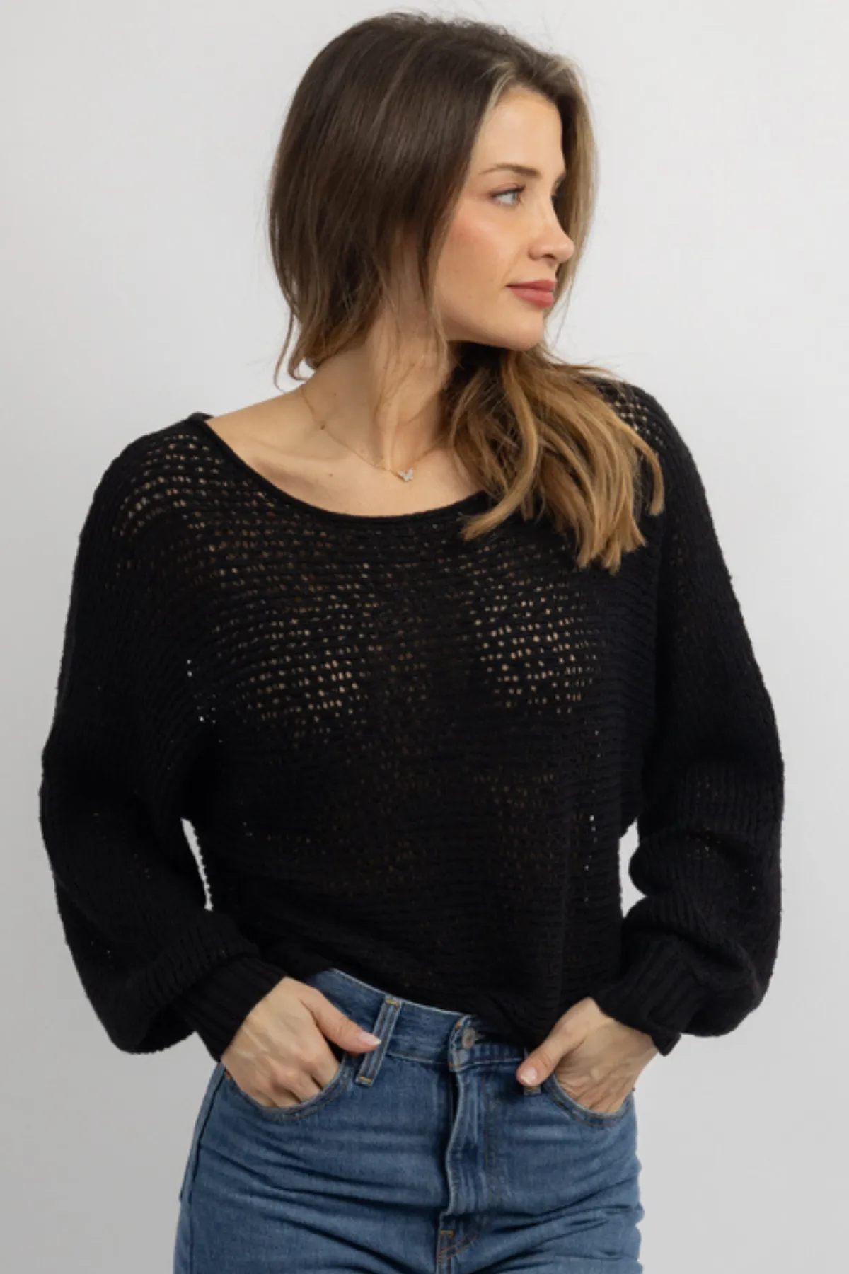 CANYON BLACK CROCHET TOP