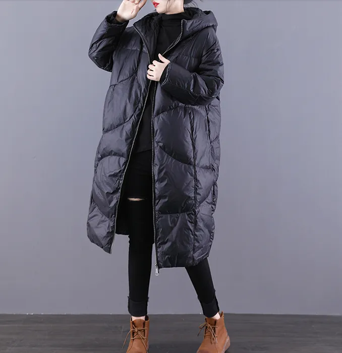 Casual Long Puffer Coat,Hooded Winter Women Down Jacket 2233