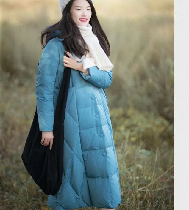 Casual Winter Women Coat Long Hooded Large Pocket Down Jacket