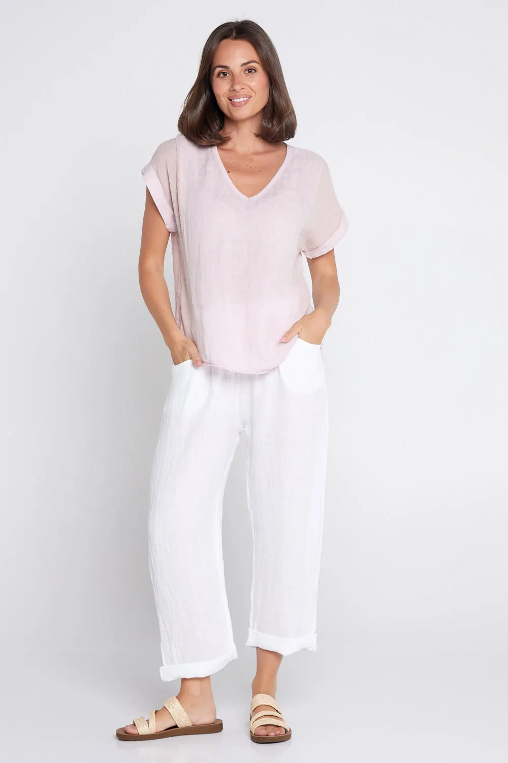 Cathrine Linen Pants - White