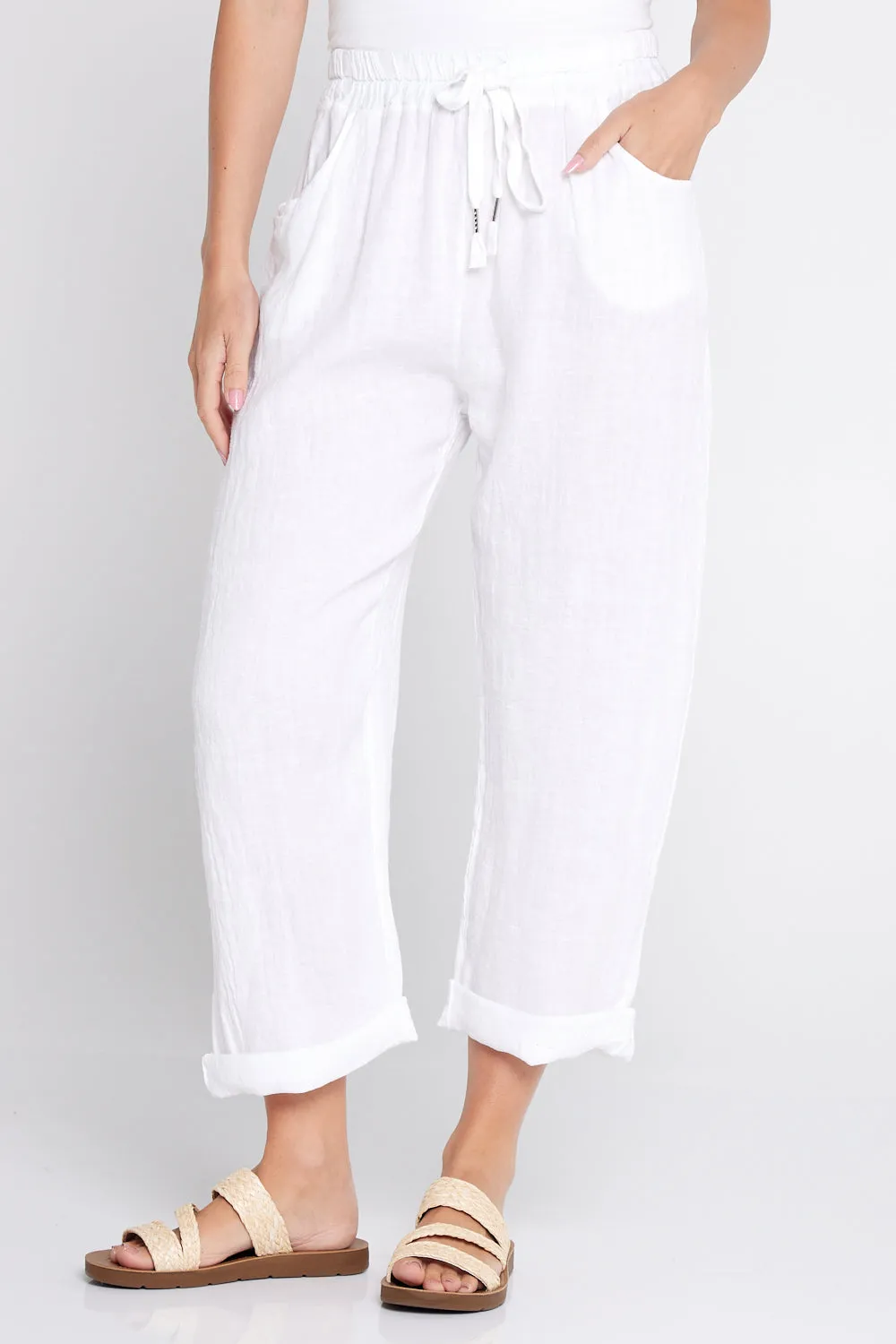 Cathrine Linen Pants - White