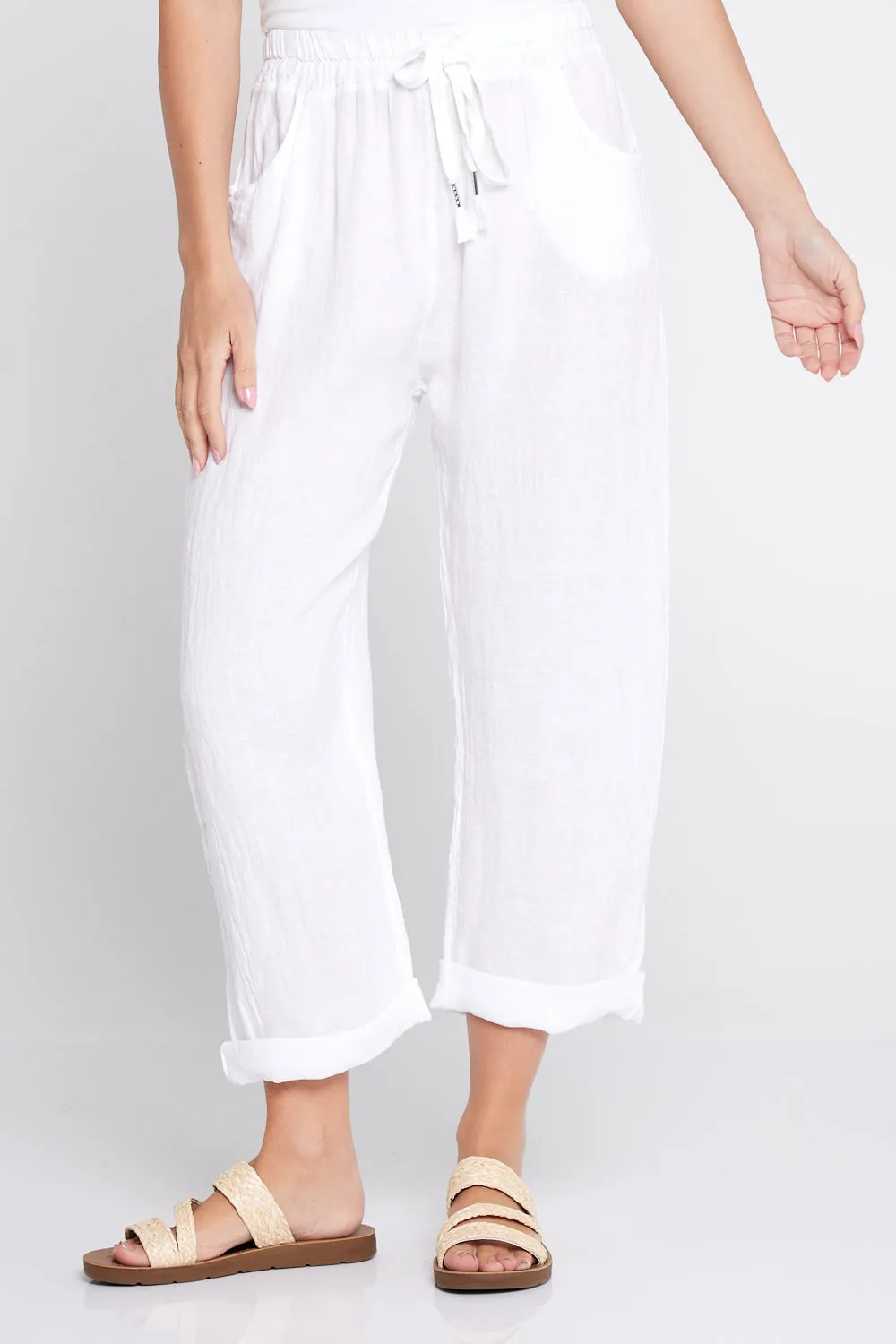 Cathrine Linen Pants - White