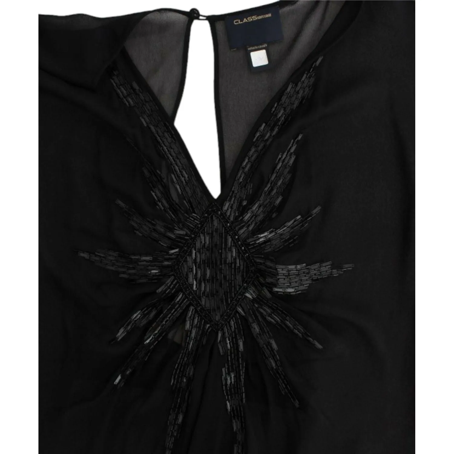 Cavalli Elegant Sheer Black Silk Blouson Dress