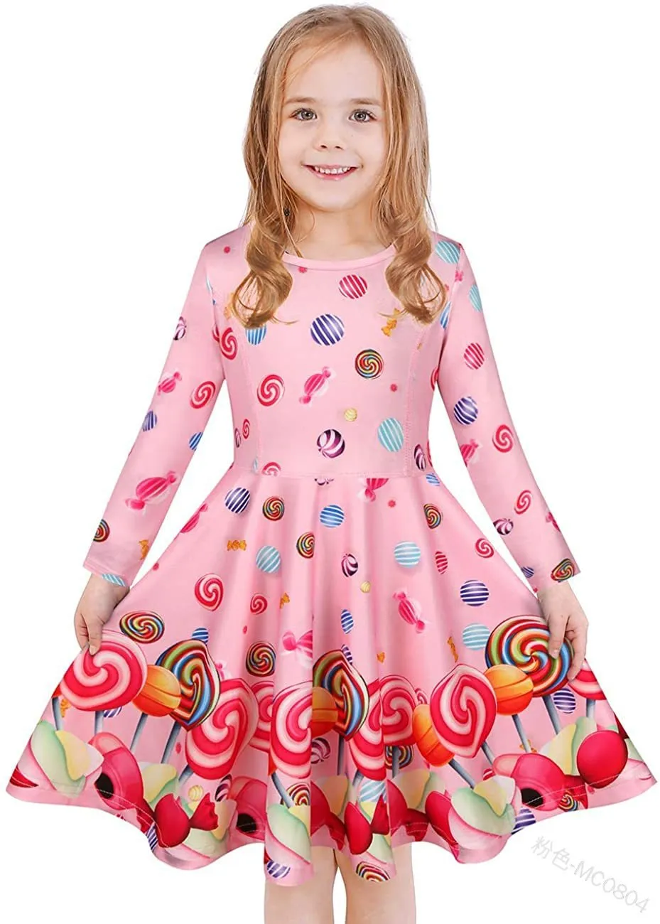 Children's Dress Christmas Clothing Girls Print Princess Dress