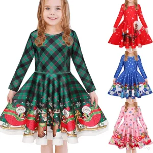 Children's Dress Christmas Clothing Girls Print Princess Dress